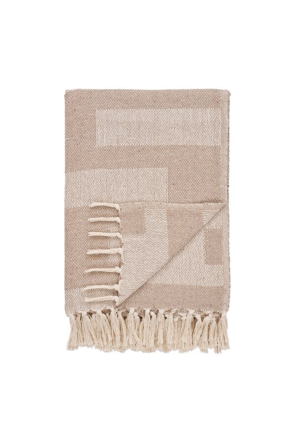 Adana Plaid - taupe/beige, katoenpolyester, 130x180 cm