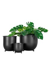Nova Bloempotten - Zwart, Metaal - Set van 3