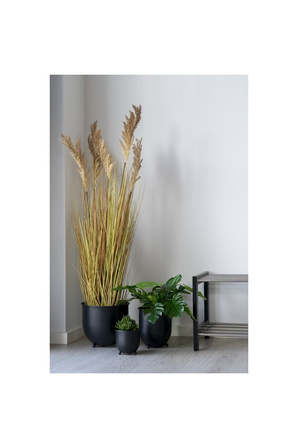 Nova Bloempotten - Zwart, Metaal - Set van 3