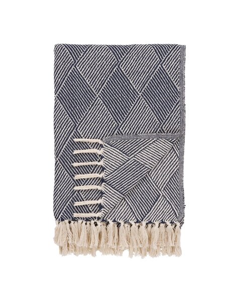 Izmir Plaid - Blauw, Katoen, Polyester, 130x180 cm