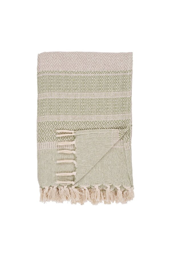 Manisa Plaid - Groen/Beige, Katoen, Polyester, 130x180 cm