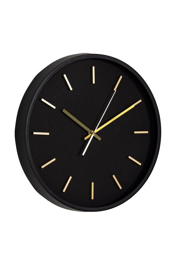 Kensington Wandklok - Wandklok, zwart, geruisloos uurwerk, rond, ø35 cm