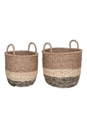Lima Basket - Mand in zeegras, natuur/bruin/zwart, set van 2