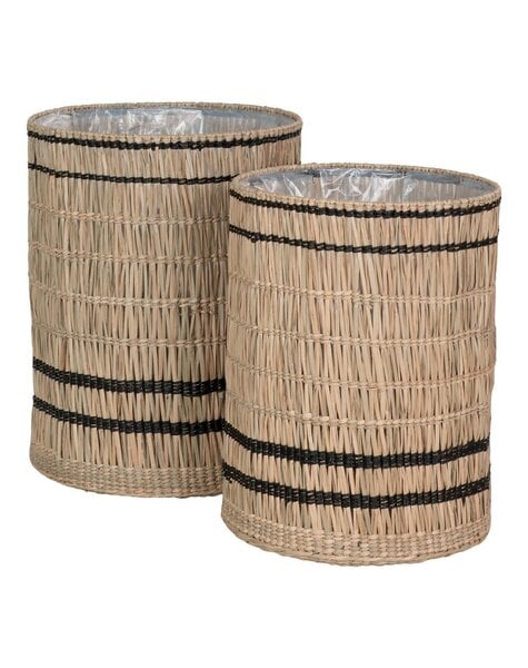 Vinh Planter - Plantenbak, zeegras, rond, naturel, set van 2