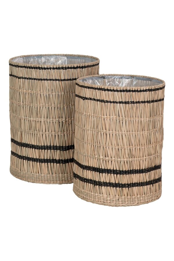 Vinh Planter - Plantenbak, zeegras, rond, naturel, set van 2