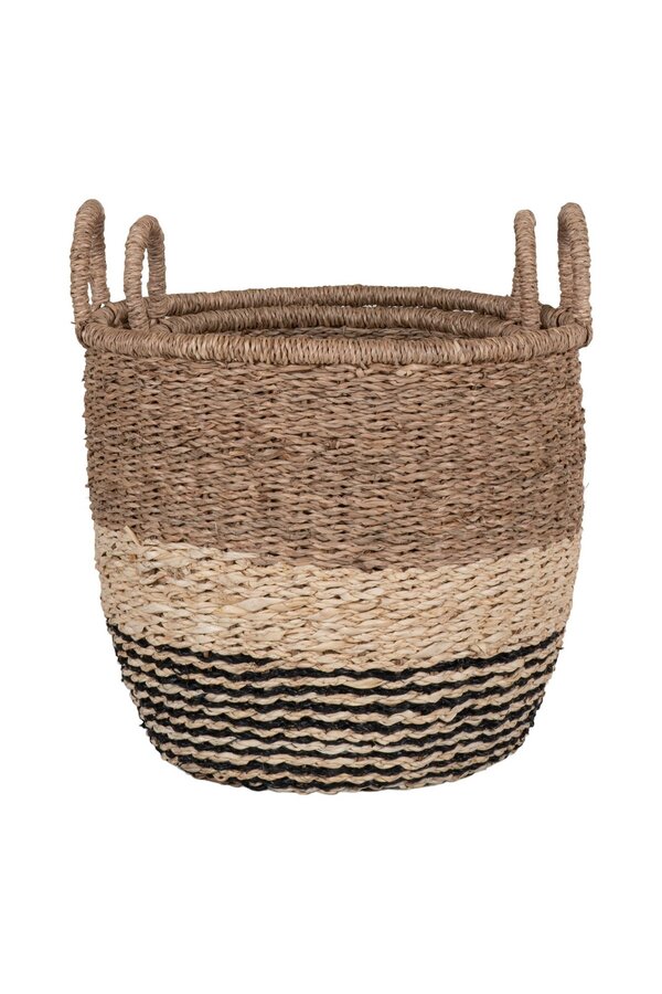 Lima Basket - Mand in zeegras, natuur/bruin/zwart, set van 2