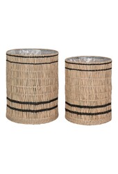 Vinh Planter - Plantenbak, zeegras, rond, naturel, set van 2