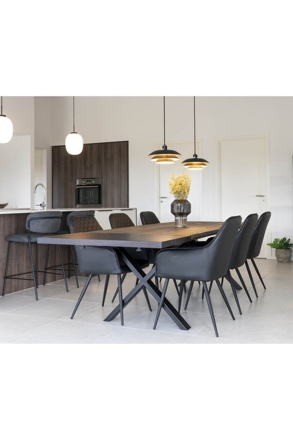Verlengplaten voor Toulon/Montpellier/Bordeaux tafel - Zwart, Eiken/Staal, 95x50x4 cm - Set van 2
