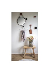 Trapani Spiegel - Zwart, Staal, Kunstleer, Ø38cm