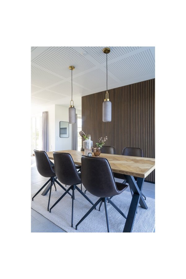 Monaco Eetkamerstoel - Donkerbruin, PU/Staal, 56x48x86 cm - Set van 2