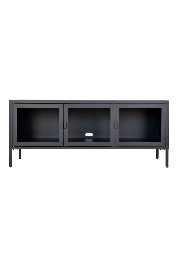 Brisbane TV-meubel - Zwart, Staal/Glas, 130x40x55 cm