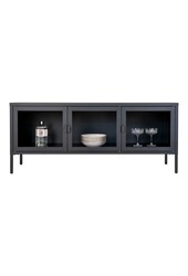 Brisbane TV-meubel - Zwart, Staal/Glas, 130x40x55 cm
