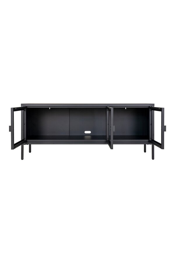 Brisbane TV-meubel - Zwart, Staal/Glas, 130x40x55 cm