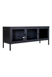 Brisbane TV-meubel - Zwart, Staal/Glas, 130x40x55 cm