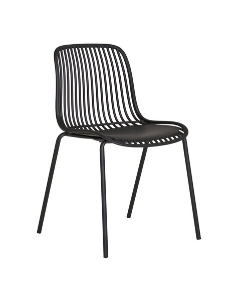 Branson Garden Chair - Zwart, stapelbaar, 55x46,5x82 cm - set van 4