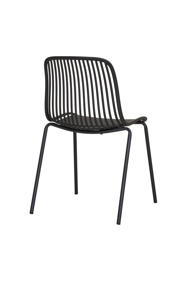 Branson Garden Chair - Zwart, stapelbaar, 55x46,5x82 cm - set van 4