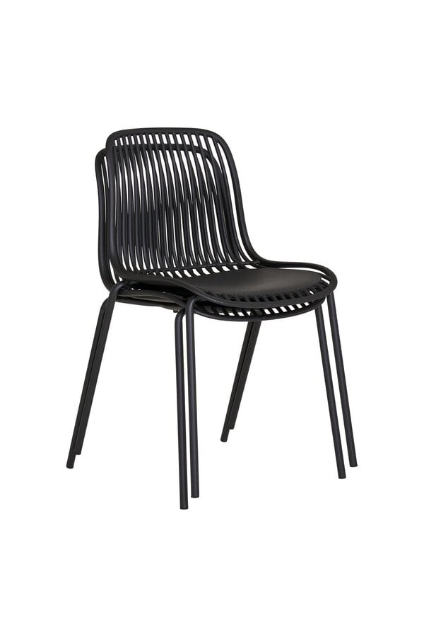 Branson Garden Chair - Zwart, stapelbaar, 55x46,5x82 cm - set van 4