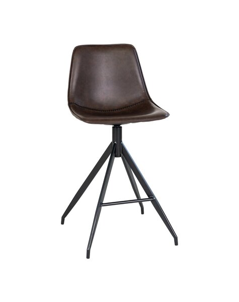 Monaco Counter Chair - Bruin, PU/Staal, 51x44x96 cm - Set van 2