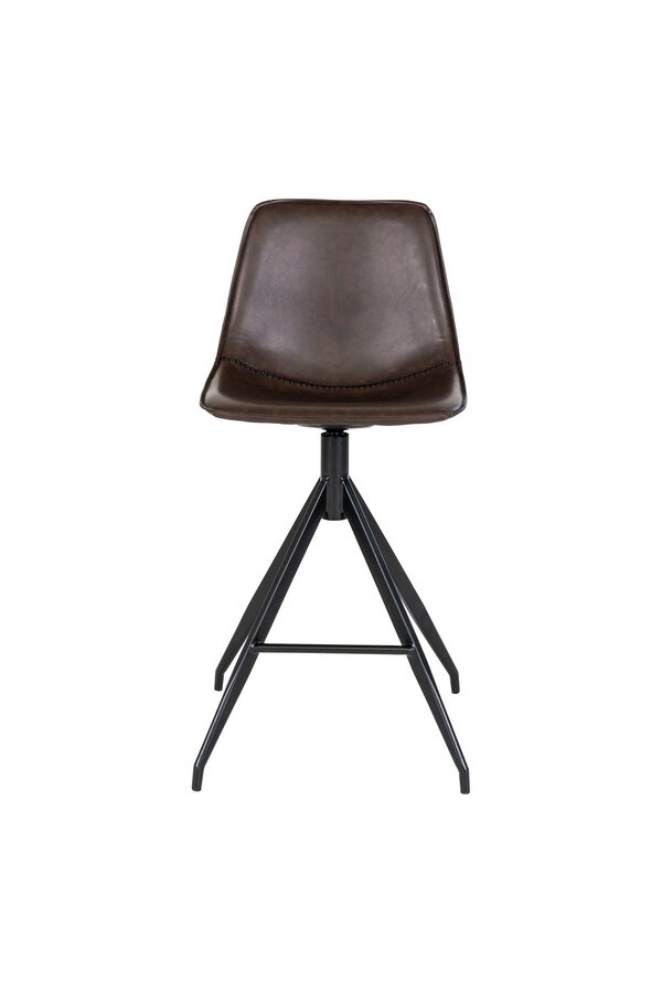 Monaco Counter Chair - Bruin, PU/Staal, 51x44x96 cm - Set van 2