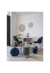 Geneve Eetkamerstoel - Fluweel, Staal, Grijs - Set van 2