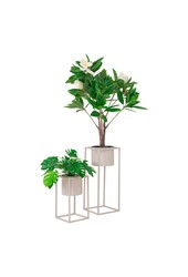 Marla Bloempotten - Beige/Grijs, Staal - Set van 2