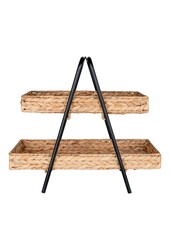 Alfaro Dienblad - Naturel/zwart, waterhyacint, metaal, 42x23x43,5cm