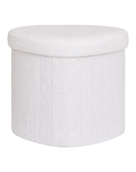 Medford Pouf - Wit, polyester/schuim/multiplex, 36,5x42.5x37,5 cm