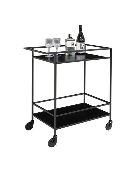 Vita Bar Trolley - zwart, staal, 68x40x79cm