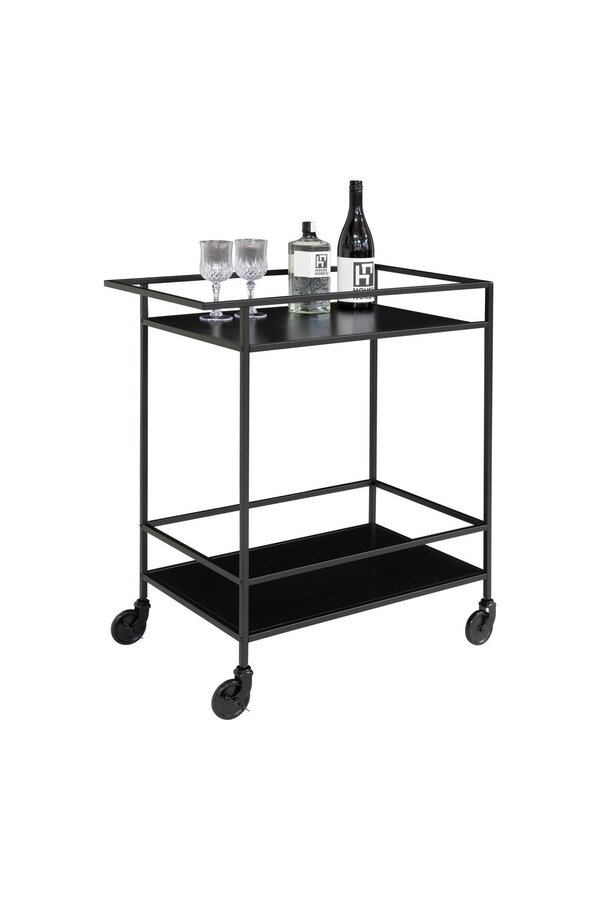 Vita Bar Trolley - zwart, staal, 68x40x79cm
