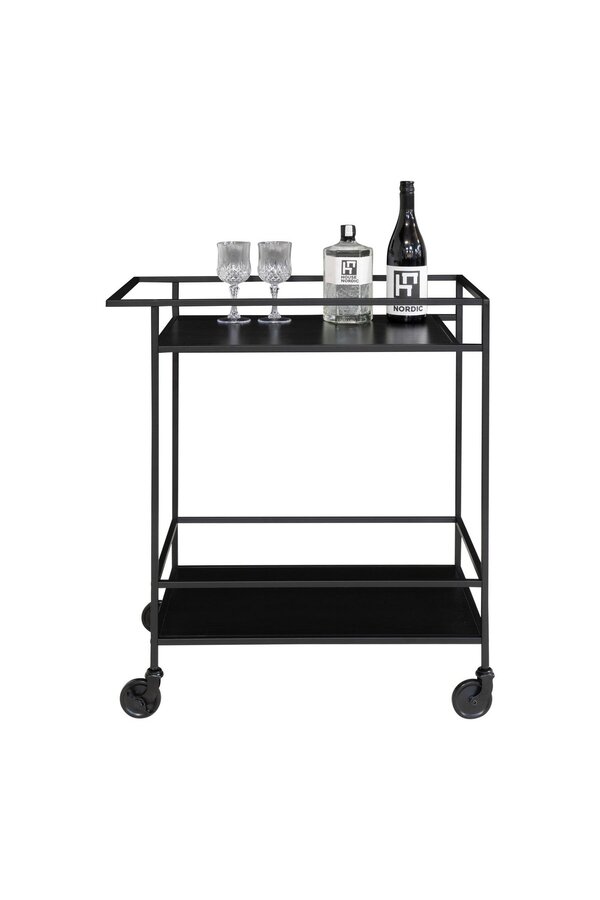 Vita Bar Trolley - zwart, staal, 68x40x79cm