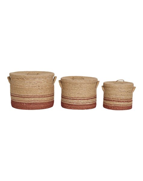 Budoni-manden - Natuurlijk/bruin, Zeegras - Set van 3