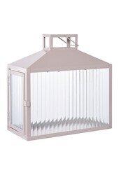 Lucca Lantern - Beige/grijs, metaal/glas, 26,5x13x26,5 cm