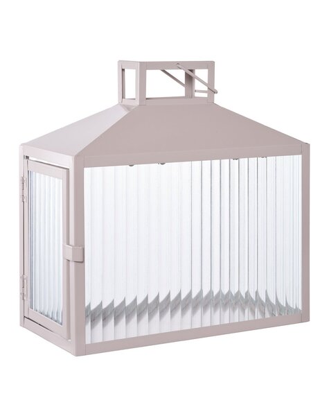 Lucca Lantern - Beige/grijs, metaal/glas, 26,5x13x26,5 cm