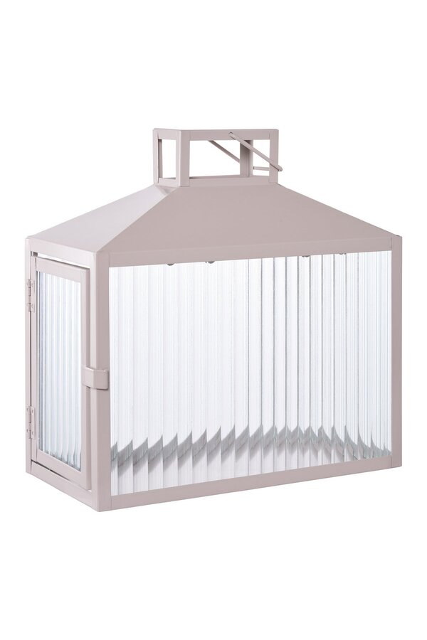 Lucca Lantern - Beige/grijs, metaal/glas, 26,5x13x26,5 cm