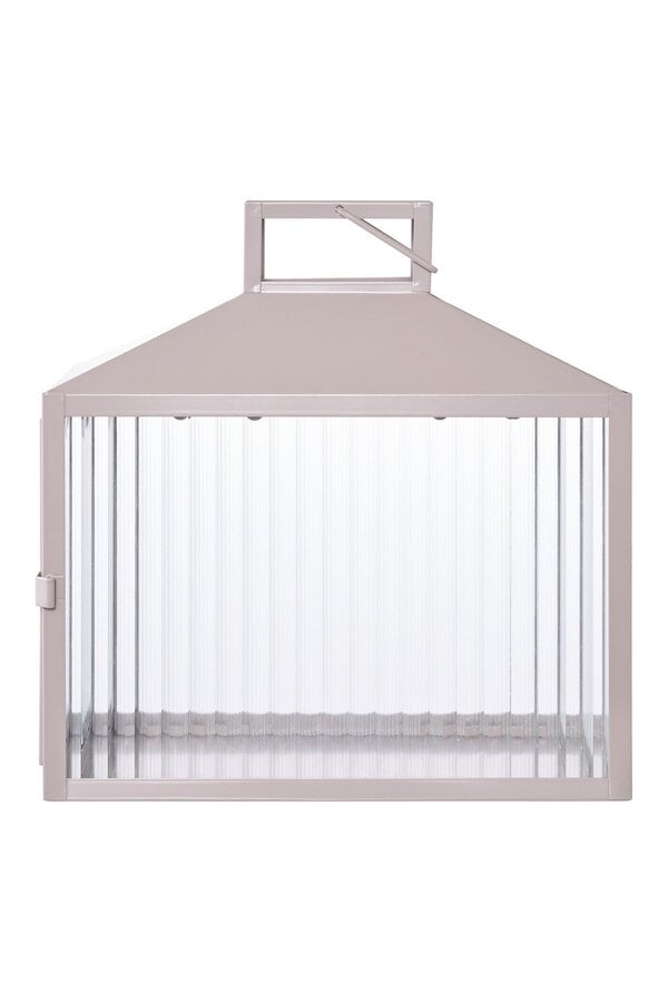 Lucca Lantern - Beige/grijs, metaal/glas, 26,5x13x26,5 cm