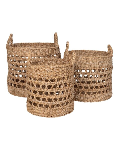 Balok Basket - Mand, zeegras, naturel/zwart, set van 3