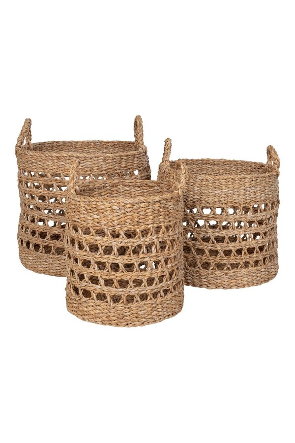 Balok Basket - Mand, zeegras, naturel/zwart, set van 3