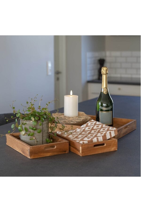 Faro Dienblad - Teak, Natuur, Set van 3