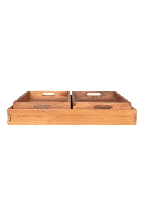 Faro Dienblad - Teak, Natuur, Set van 3