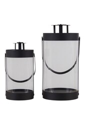 Bondi-lantaarns - Zwart, staal/glas - Set van 2