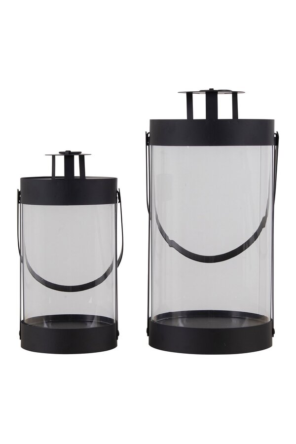 Bondi-lantaarns - Zwart, staal/glas - Set van 2