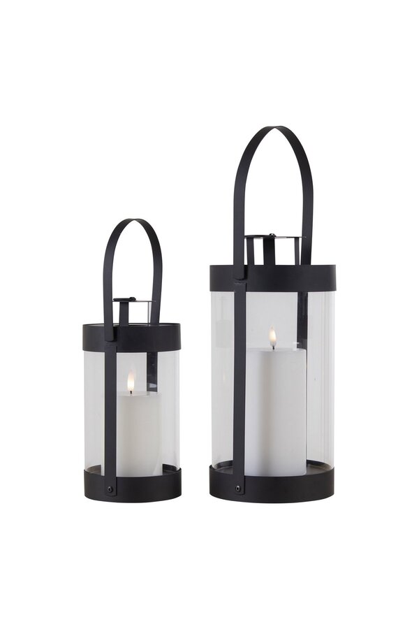 Bondi-lantaarns - Zwart, staal/glas - Set van 2