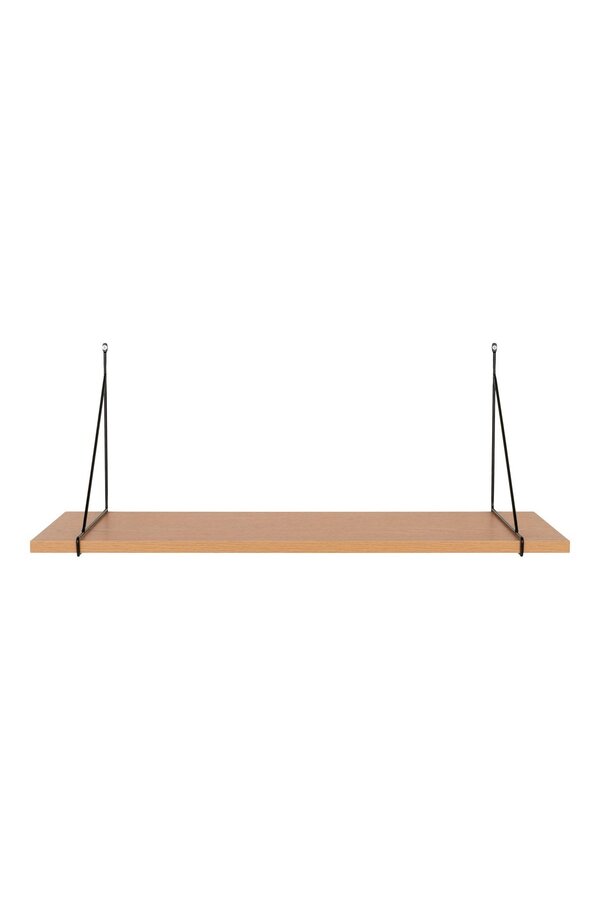 Chiba Wandplank - Wandplank, essenfineer, zwart stalen frame, 80x29 cm