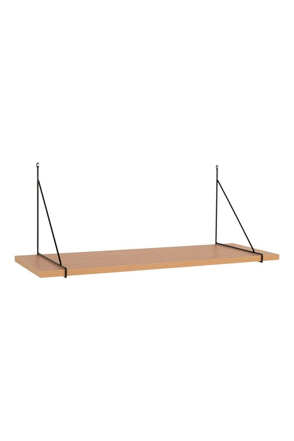 Chiba Wandplank - Wandplank, essenfineer, zwart stalen frame, 80x29 cm