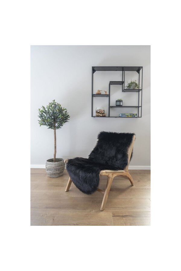 Lamsleer Kunstmatig - Zwart, Polyester, 60x180cm