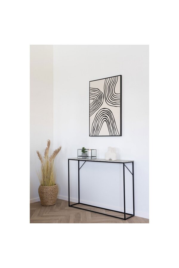 Vita Consoletafel - travertijnlook, zwart, 110x26x80cm