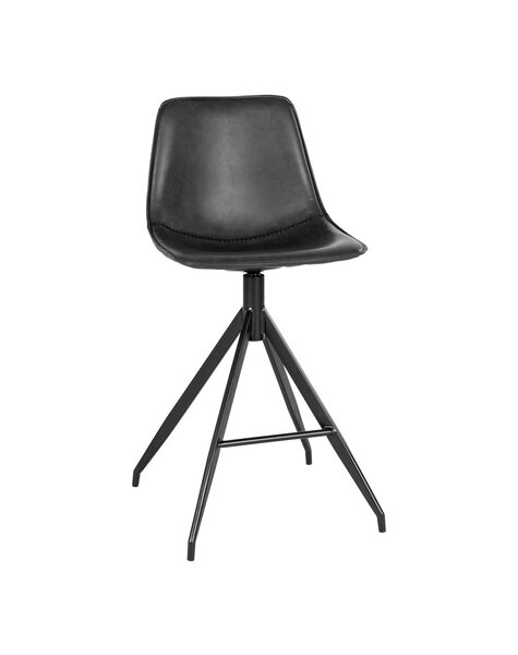 Monaco Counter Chair - Zwart, PU, ​​zwarte metalen poten, 51x44x96cm - set van 2