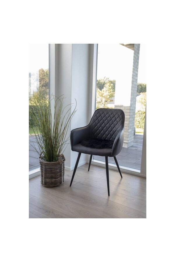 Lamsleren Zitting Kunstmatig - Zwart, Polyester, Ø35x6,5 cm