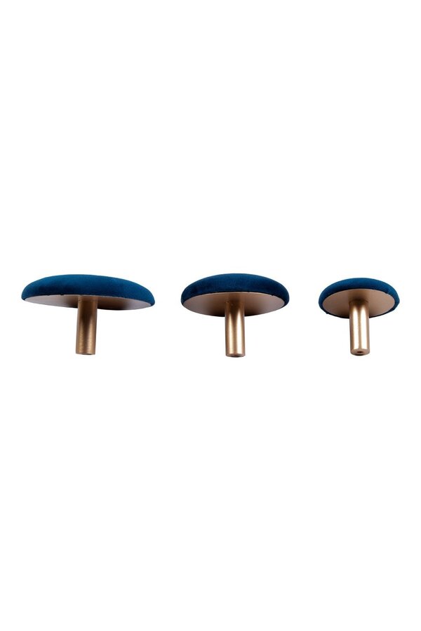 Giza Knoppen - Fluweel, Blauw/Messing - Set van 3