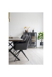 Harbo Eetkamerstoel met Draaiknop - Staal, PU, ​​Multiplex, Donkergrijs